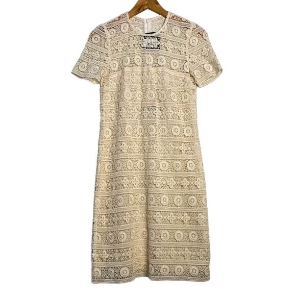 See by Chloe‎ Ecru Crochet Lace Mini Dress Short Sleeves Size 2 NEW - Picture 1 of 12